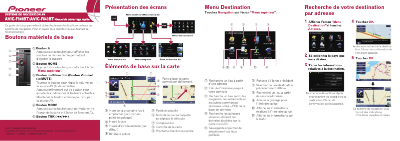 Página nº 1 - Guía de inicio rápido Pioneer AVIC-F940BT