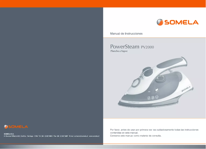 Imagen de la primera página del manual del dispositivo PowerSteam PV2000