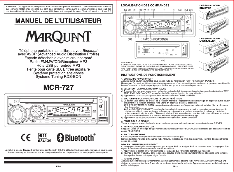 Imagen de la primera página del manual del dispositivo MCR-727