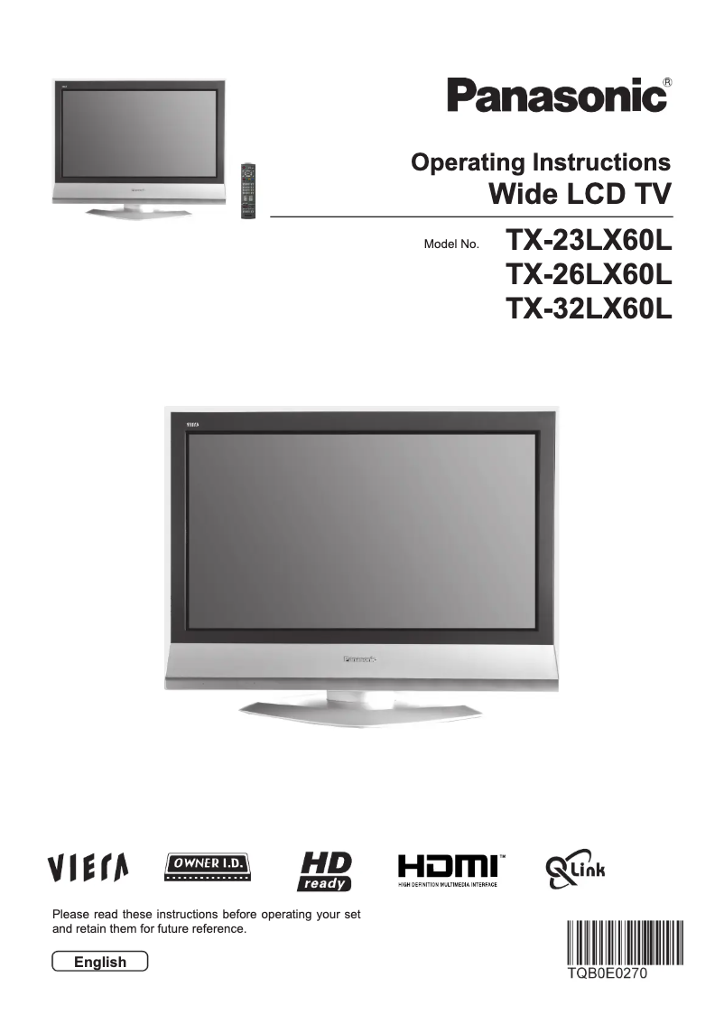 Página nº 1 - Manual de usuario Panasonic Viera TX-32LX60L