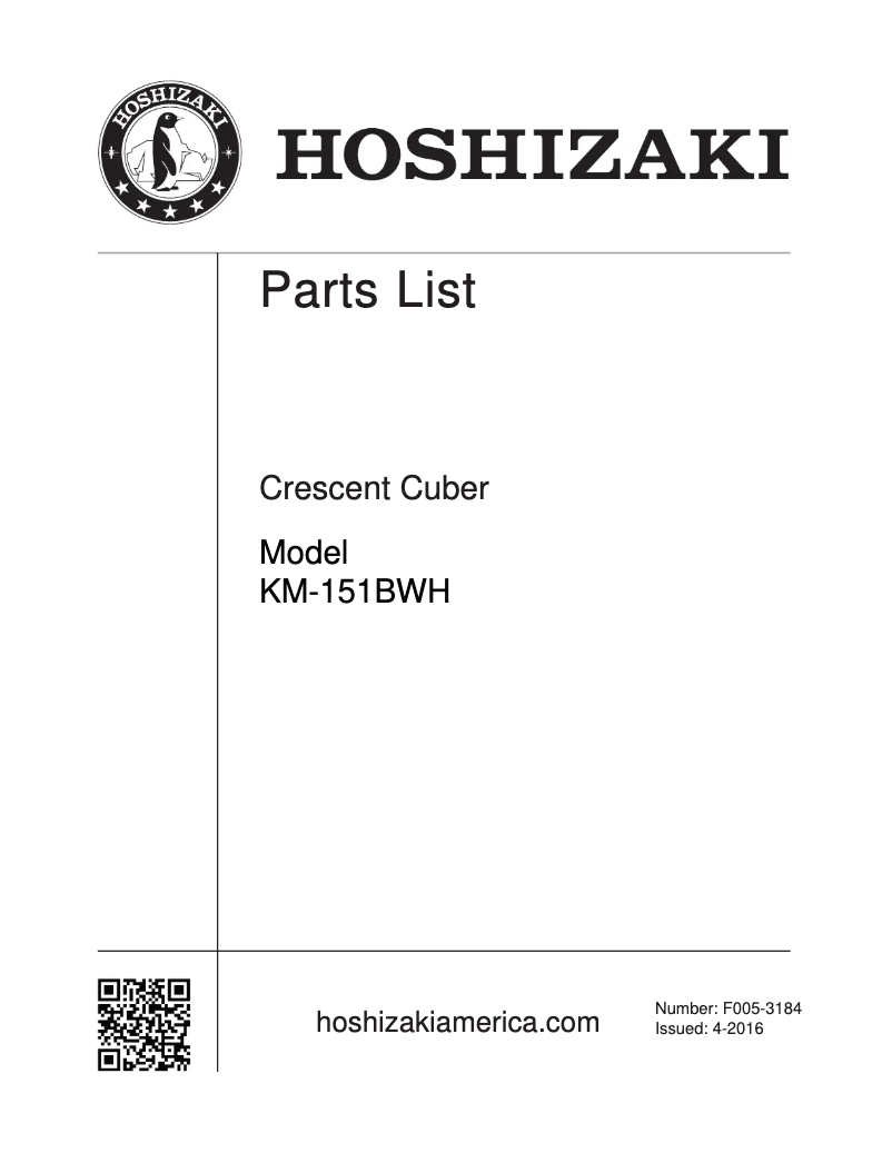 Página 1 del manual Manual de usuario Hoshizaki KM-151BWH