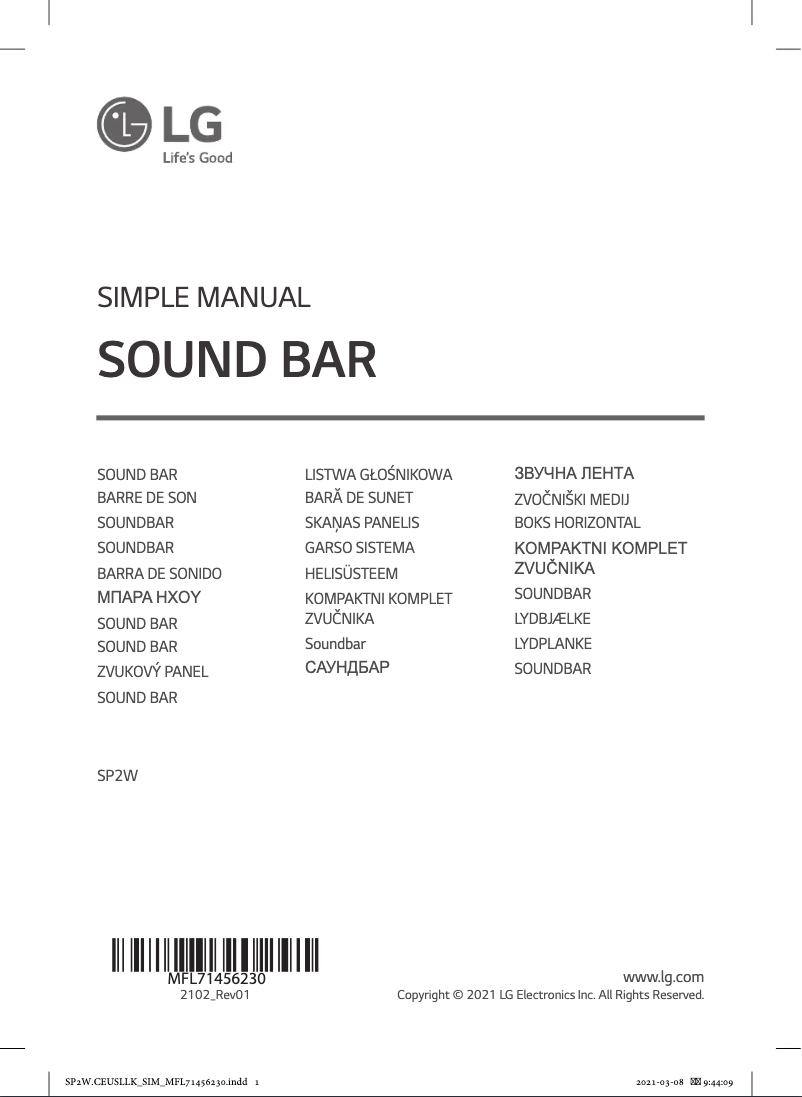 Imagen de la primera página del manual del dispositivo SP2W