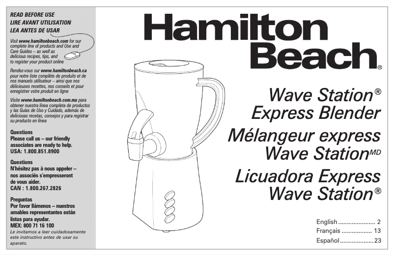 Página 1 del manual Manual de uso y mantenimiento Hamilton Beach Wave Station Express 58615