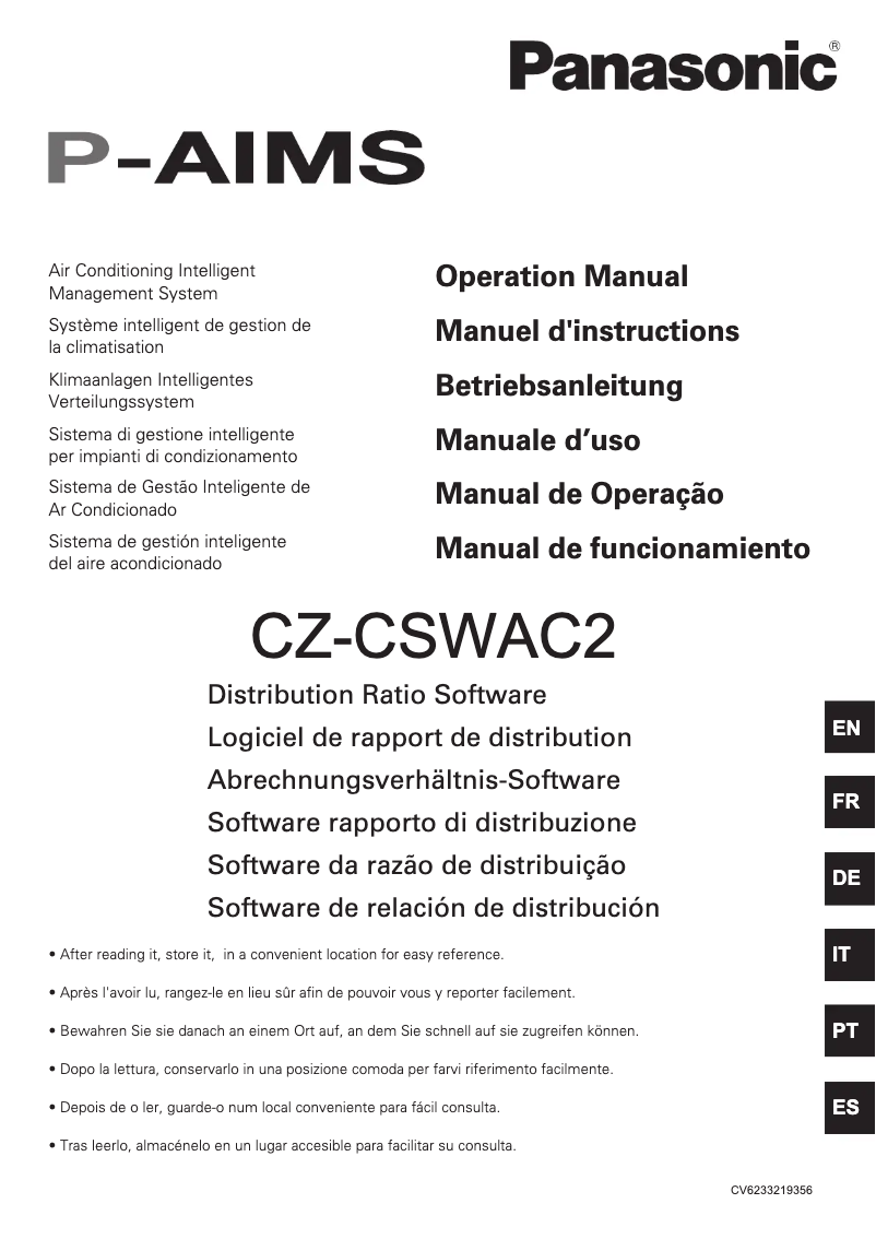 Imagen de la primera página del manual del dispositivo CZ-CSWAC2