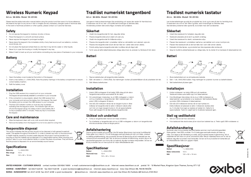 Página 1 del manual Manual de usuario Exibel SK-051AG