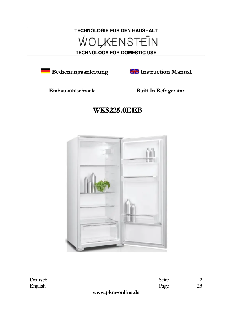 Página 1 del manual Manual de usuario Wolkenstein WKS225.0EEB