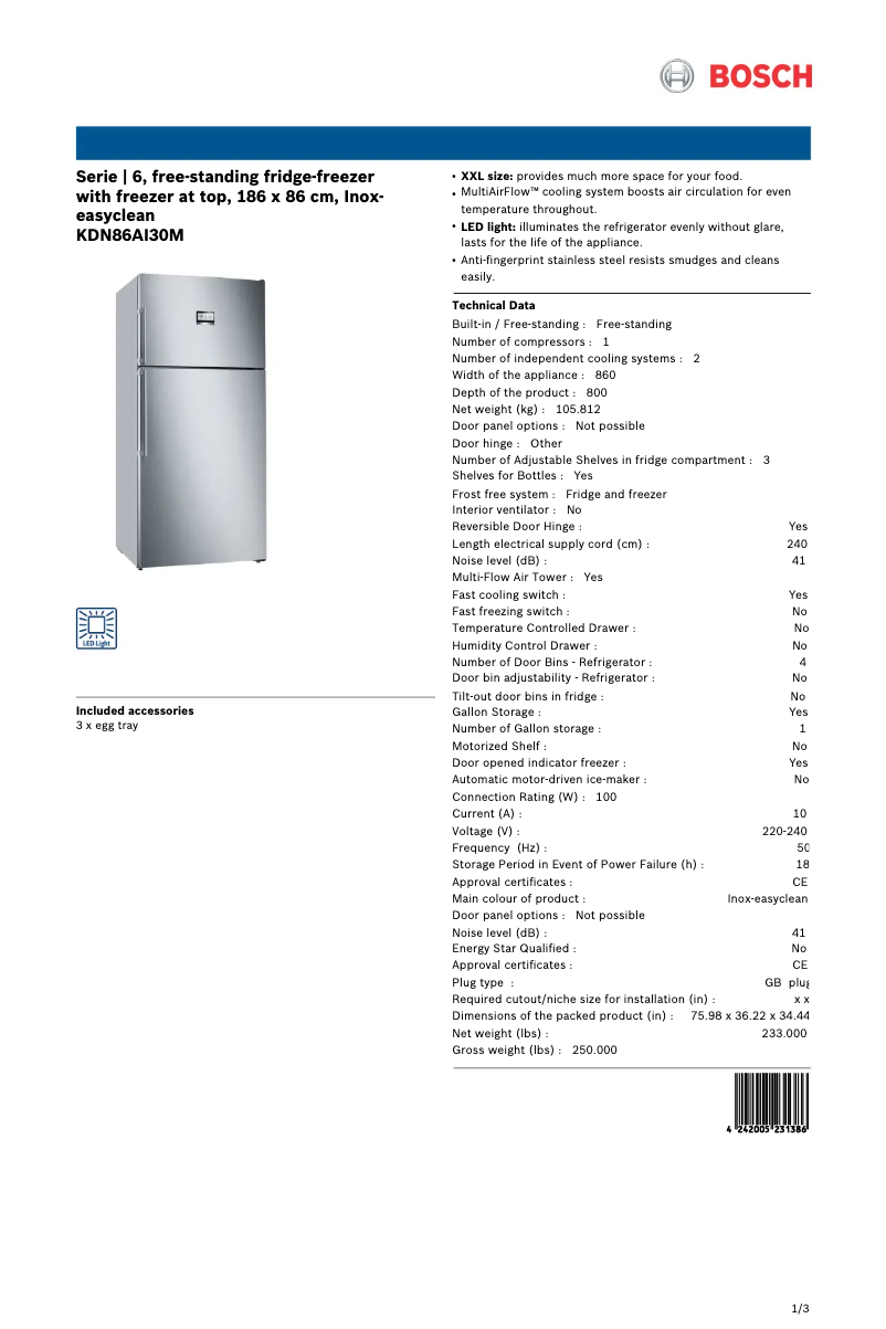 Imagen de la primera página del manual del dispositivo KDN86AI30M