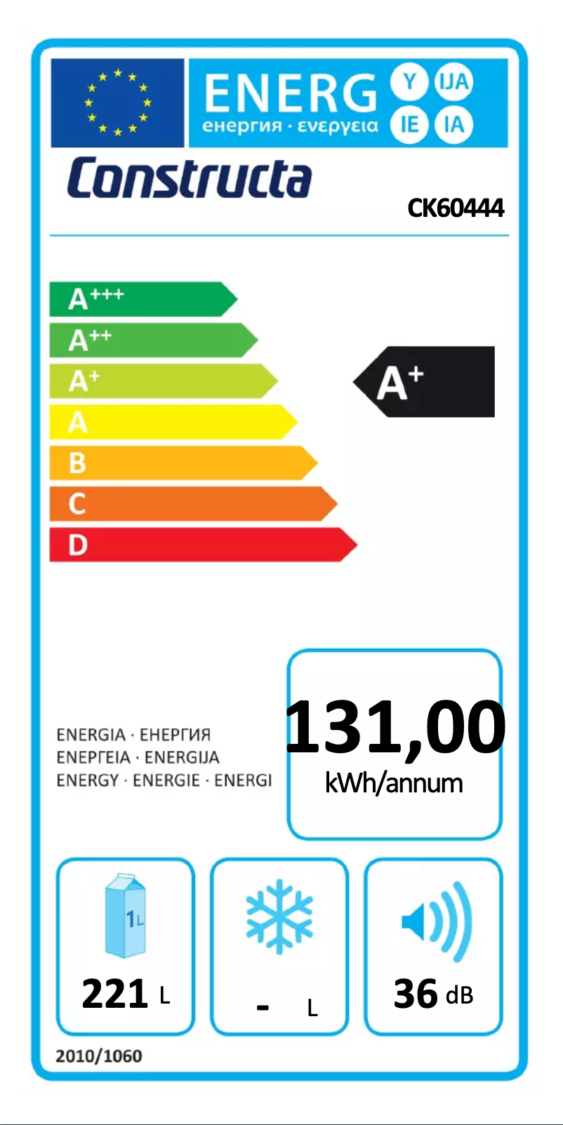 Página 1 del manual Etiqueta energética Constructa CK60444