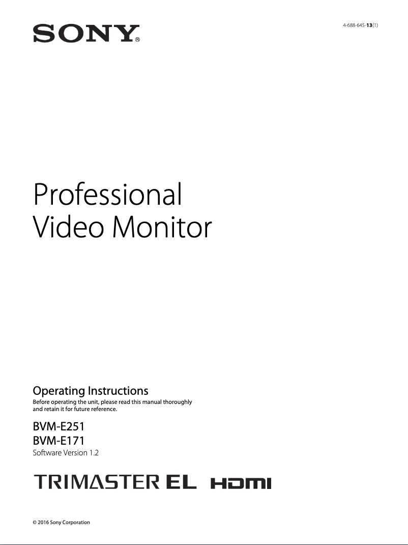 Página nº 1 - Manual de usuario Sony Trimaster BVM-E251