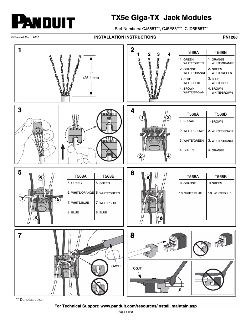Página 1 del manual Manual de usuario Panduit PN120J