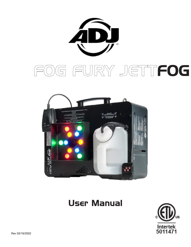 Página nº 1 - Manual de usuario Adj Fog Fury Jett