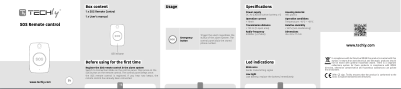 Página nº 1 - Manual de usuario Techly I-ALARM SOS Remote control
