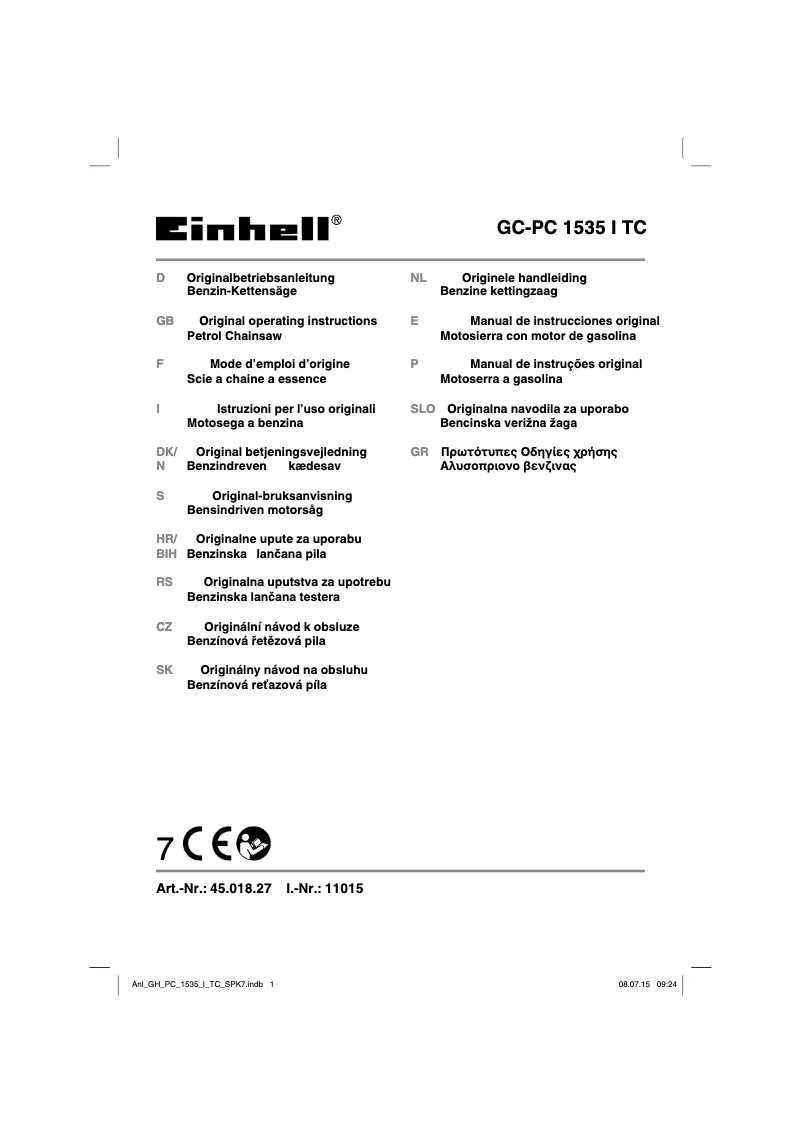 Página 1 del manual Manual de usuario Einhell GC-PC 1535 I TC