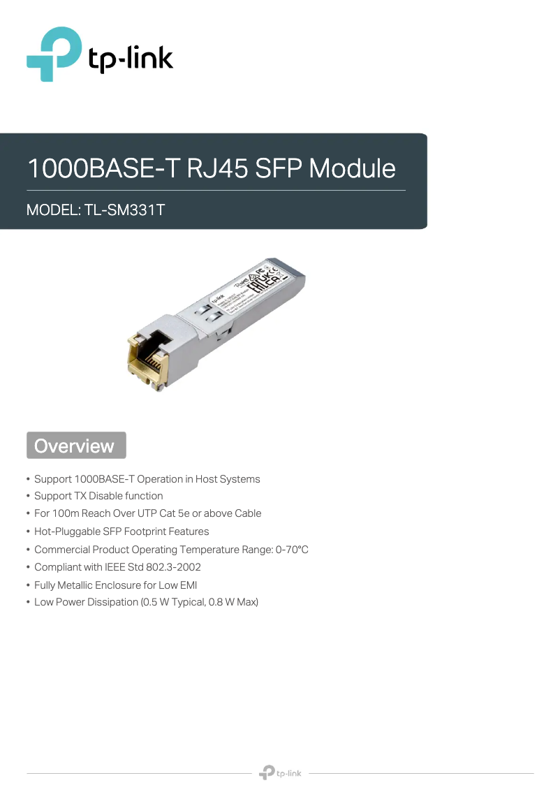 Página 1 del manual Ficha técnica TP-Link TL-SM331T