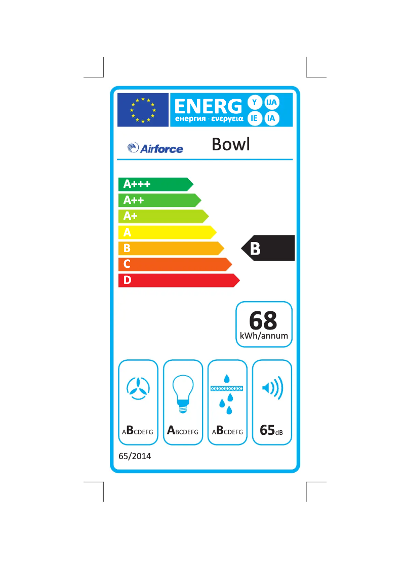 Página 1 del manual Etiqueta energética Airforce Bowl