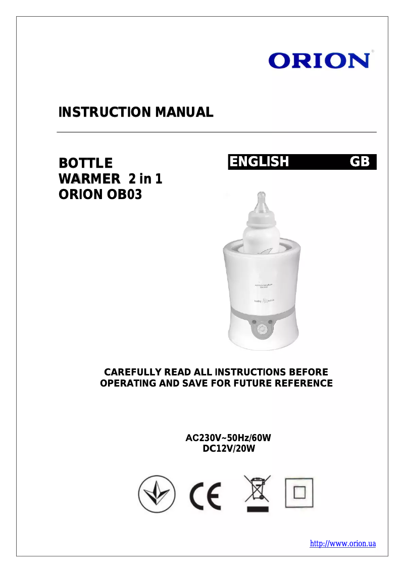Imagen de la primera página del manual del dispositivo OB03