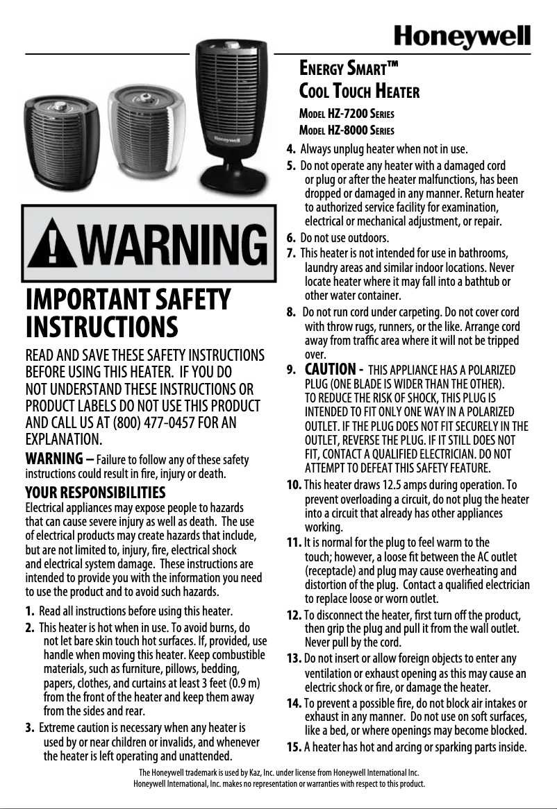 Página nº 1 - Manual de usuario Honeywell HZ-8000