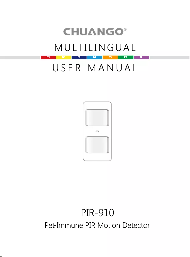Imagen de la primera página del manual del dispositivo PIR-910