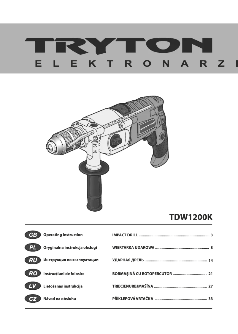 Imagen de la primera página del manual del dispositivo TDW1200 K