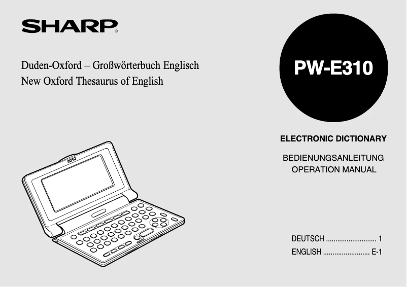 Imagen de la primera página del manual del dispositivo PW-E310