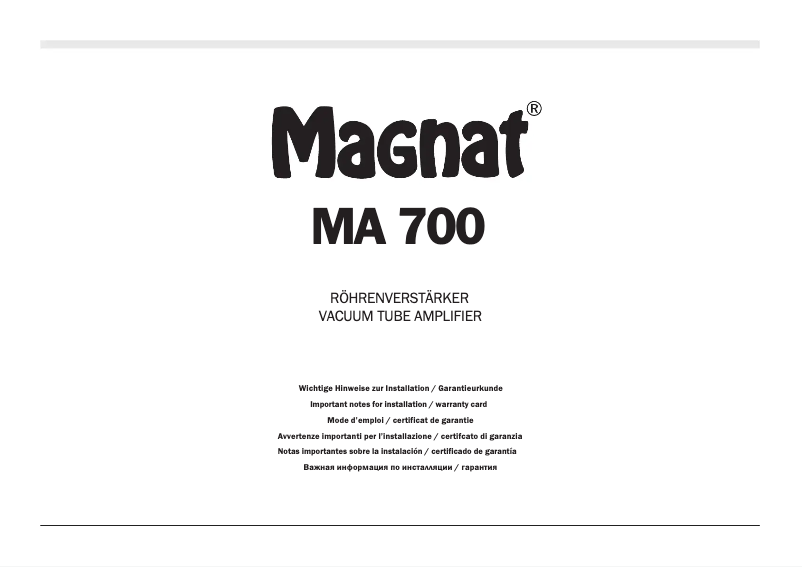 Imagen de la primera página del manual del dispositivo MA 700