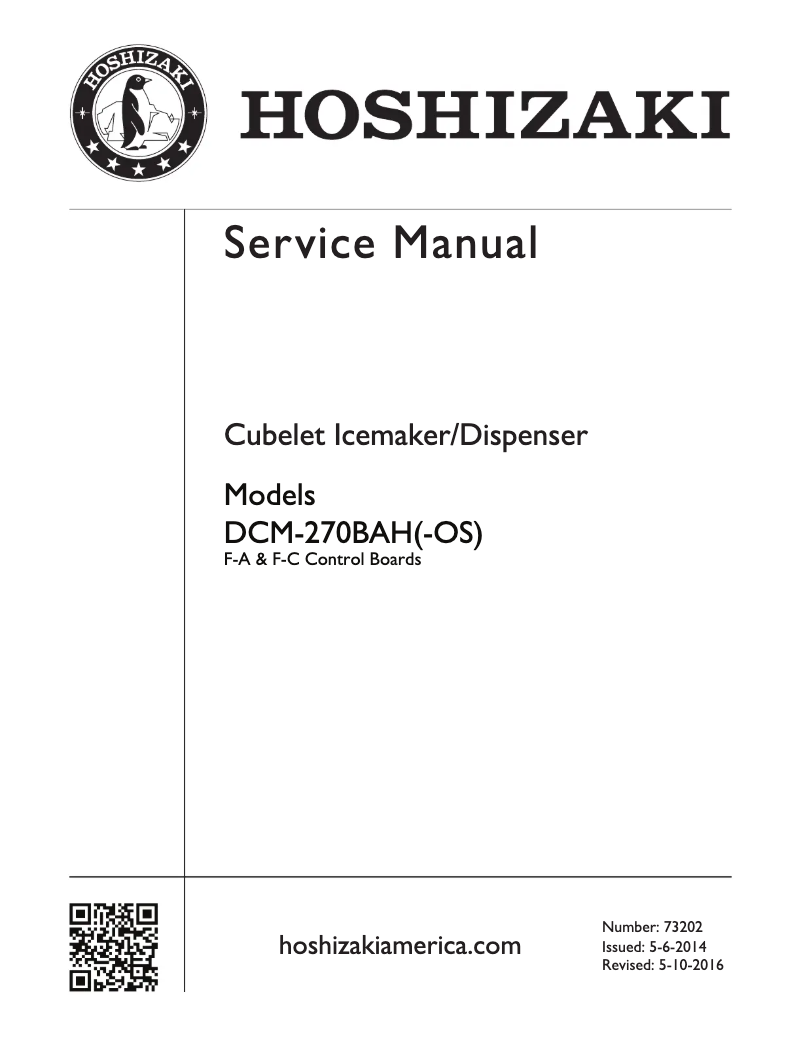 Página 1 del manual Manual de usuario Hoshizaki DCM-270BAH