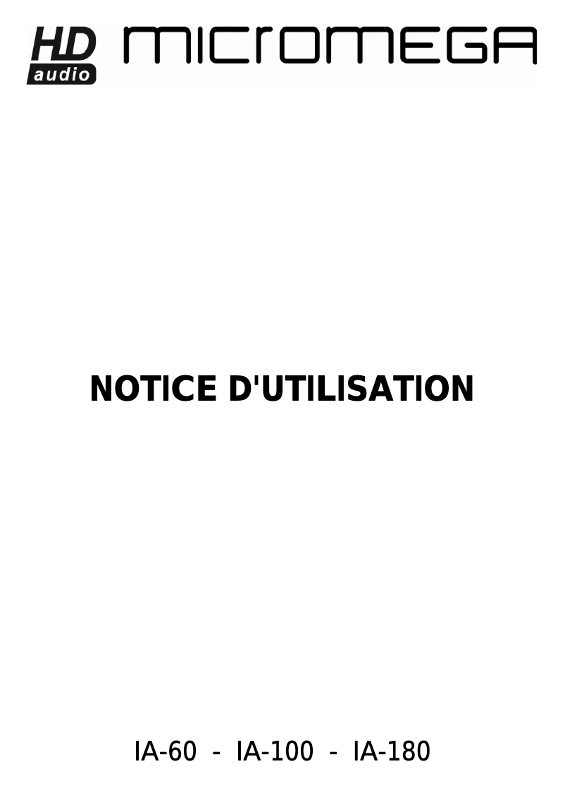 Página 1 del manual Manual de usuario Micromega IA-100