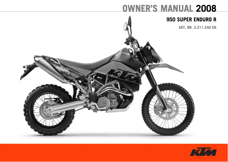 Imagen de la primera página del manual del dispositivo 950 Super Enduro R (2009)