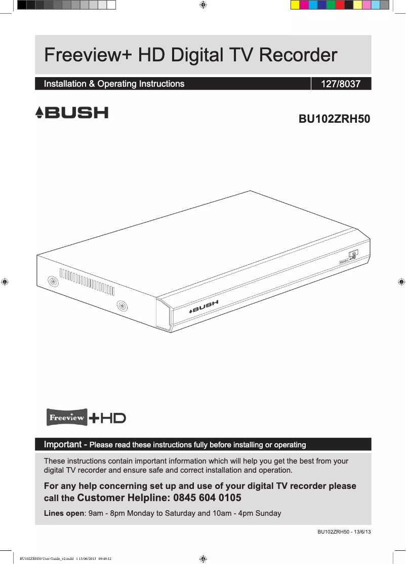 Imagen de la primera página del manual del dispositivo BU102ZRH50
