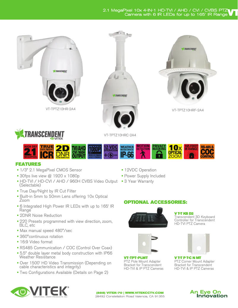 Página 1 del manual Manual de usuario Vitek VT-TPTZ10HR-2A4