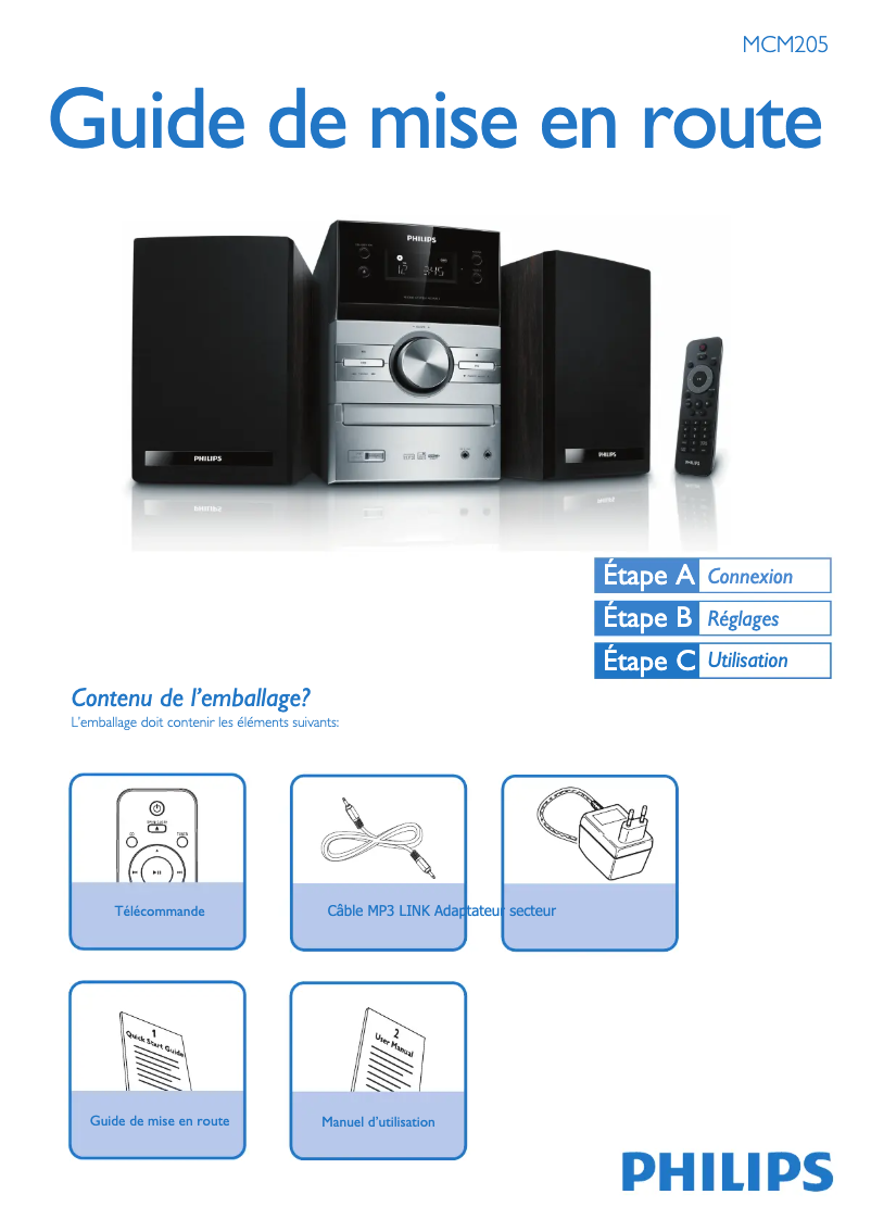 Página 1 del manual Guía de inicio rápido Philips MCM205