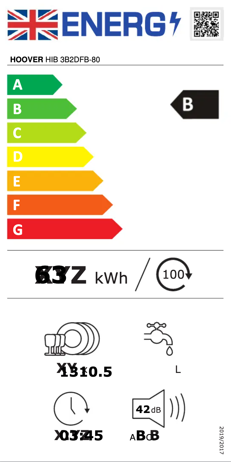 Página 1 del manual Etiqueta energética Hoover H-DISH 500 HIB 3B2DFB-80