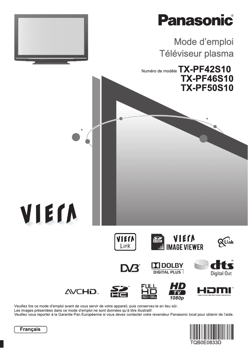 Página nº 1 - Manual de usuario Panasonic Viera TX-PF50S10