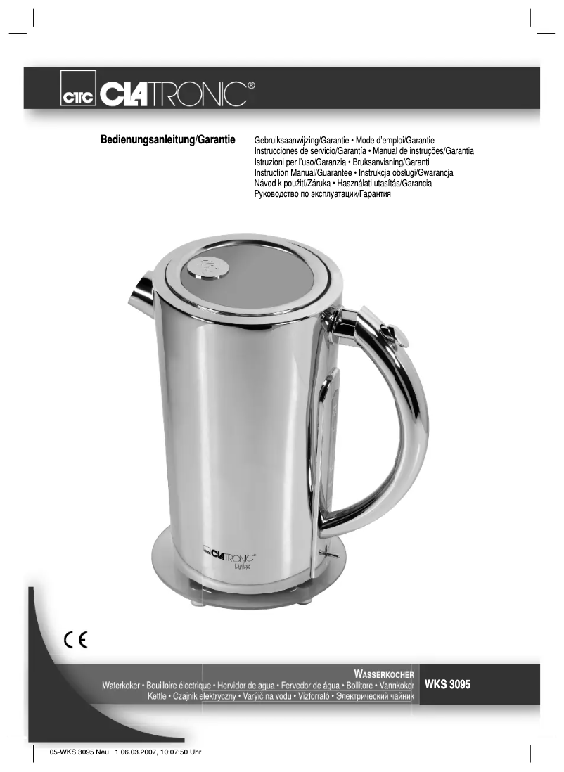 Imagen de la primera página del manual del dispositivo WKS 3095