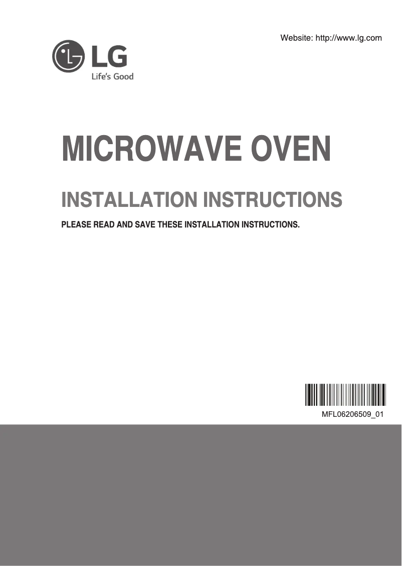 Página 1 del manual Guía de instalación LG LMV1764ST