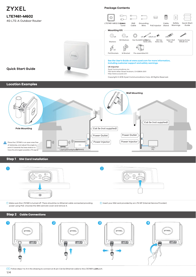 Página 1 del manual Guía de inicio rápido ZyXEL Nebula LTE7461-M602
