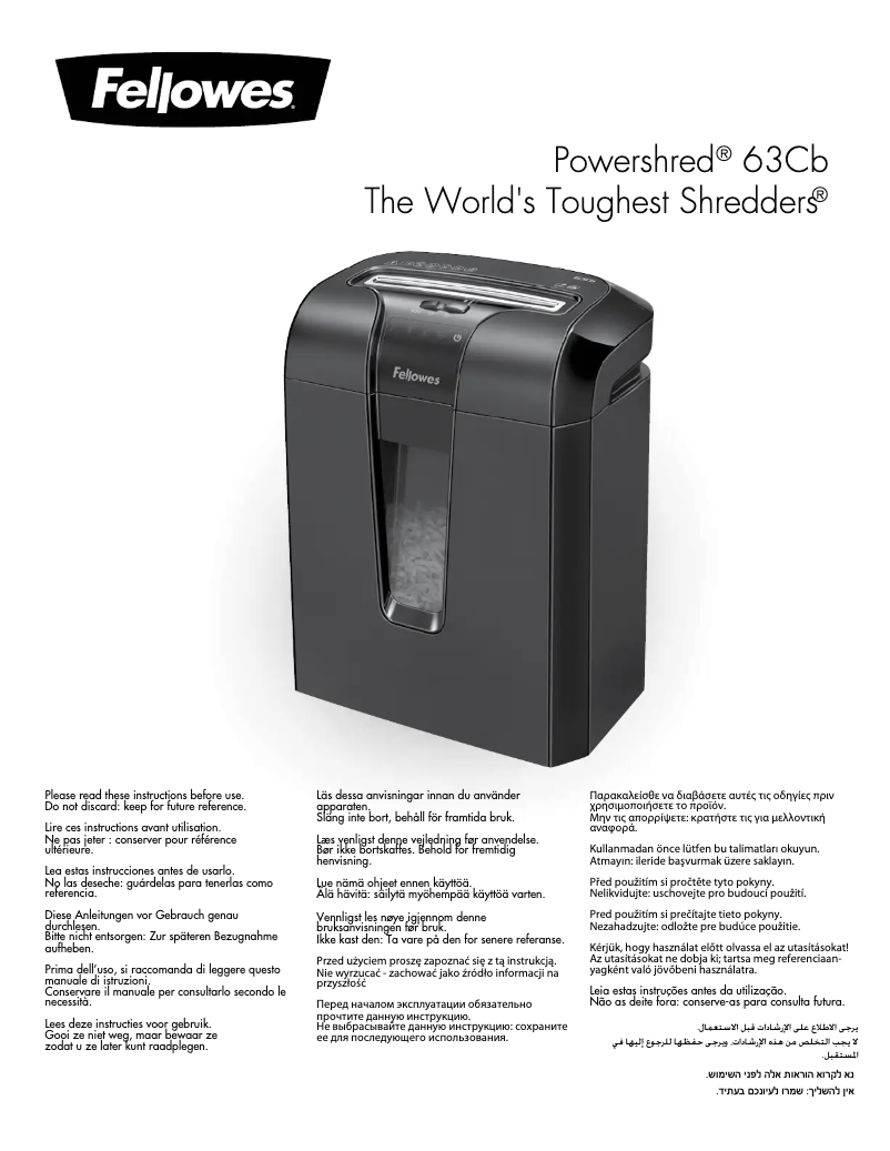 Página 1 del manual Manual de usuario Fellowes Powershred 63Cb