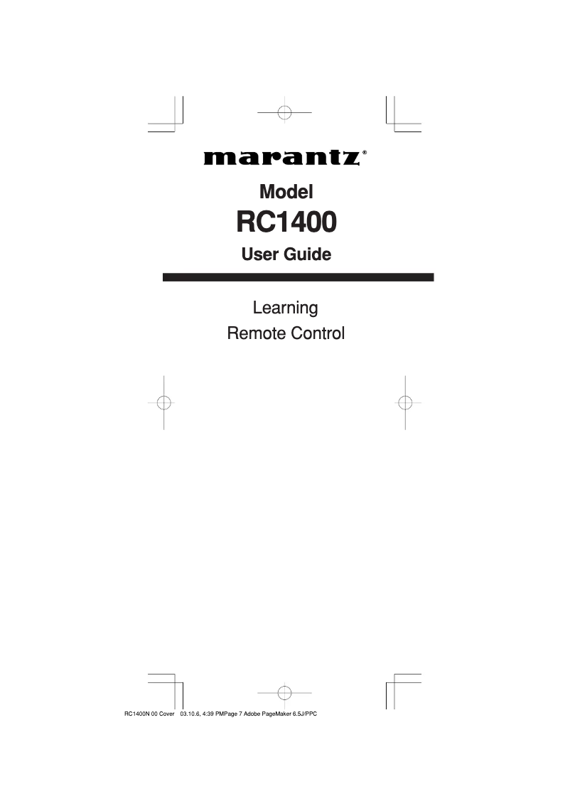 Página 1 del manual Manual de usuario Marantz RC1400