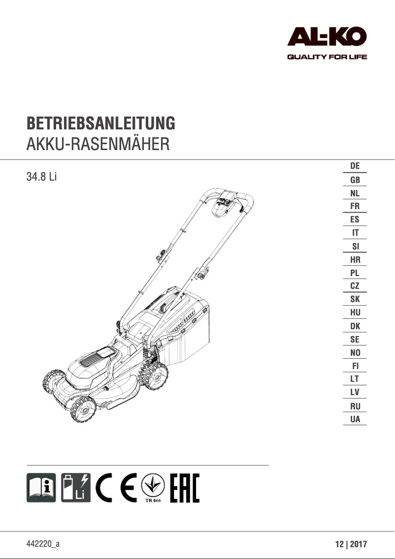 Página 1 del manual Manual de usuario AL-KO Easy Flex 34.8 Li