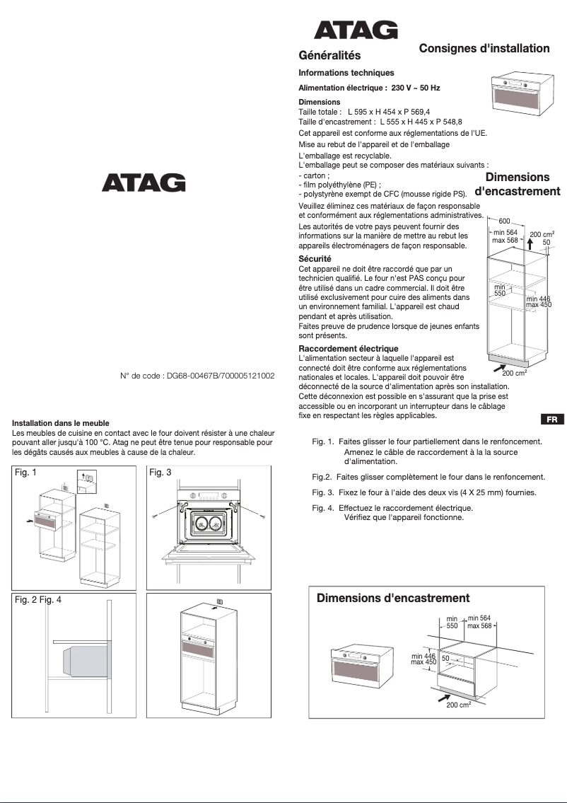 Página 1 del manual Guía de instalación Atag CX4311A