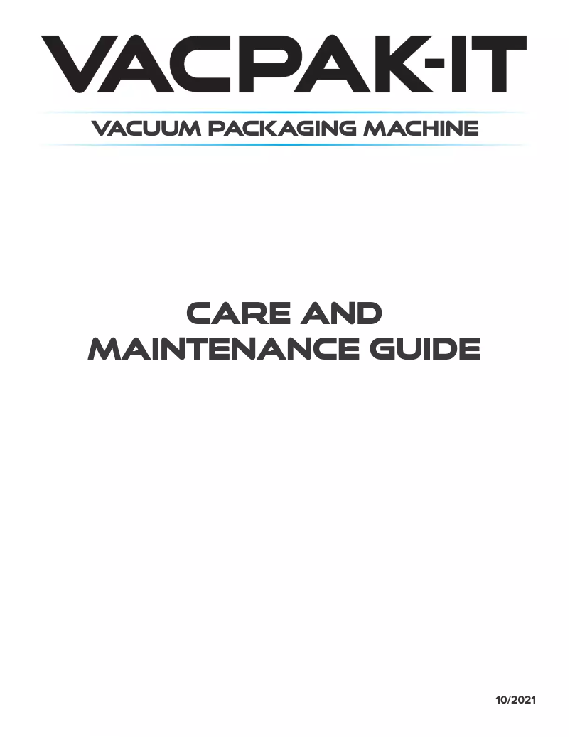Página 1 del manual Manual de uso y mantenimiento VacPak-It VMC10V