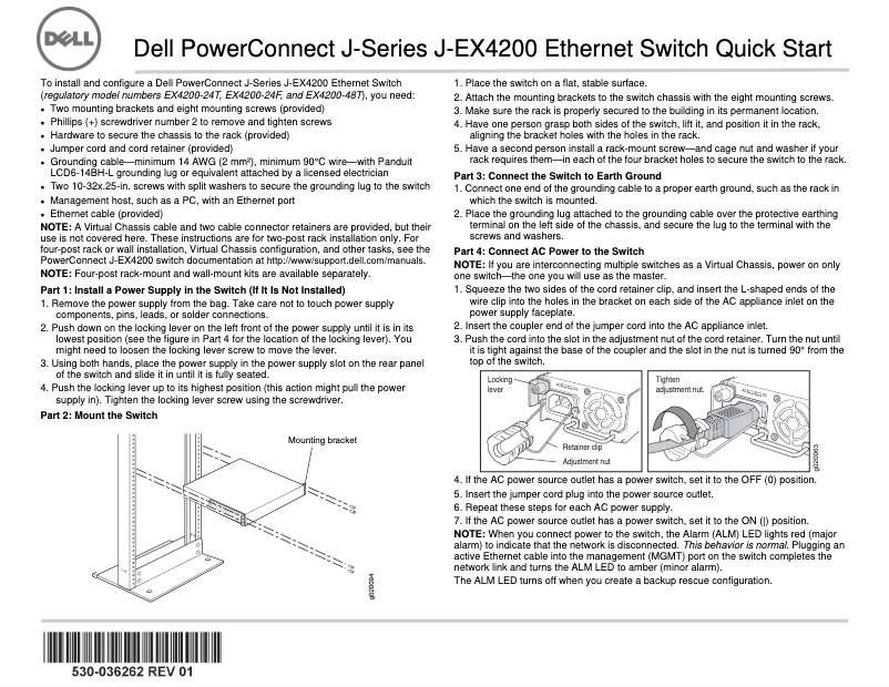 Imagen de la primera página del manual del dispositivo PowerConnect J-EX4200