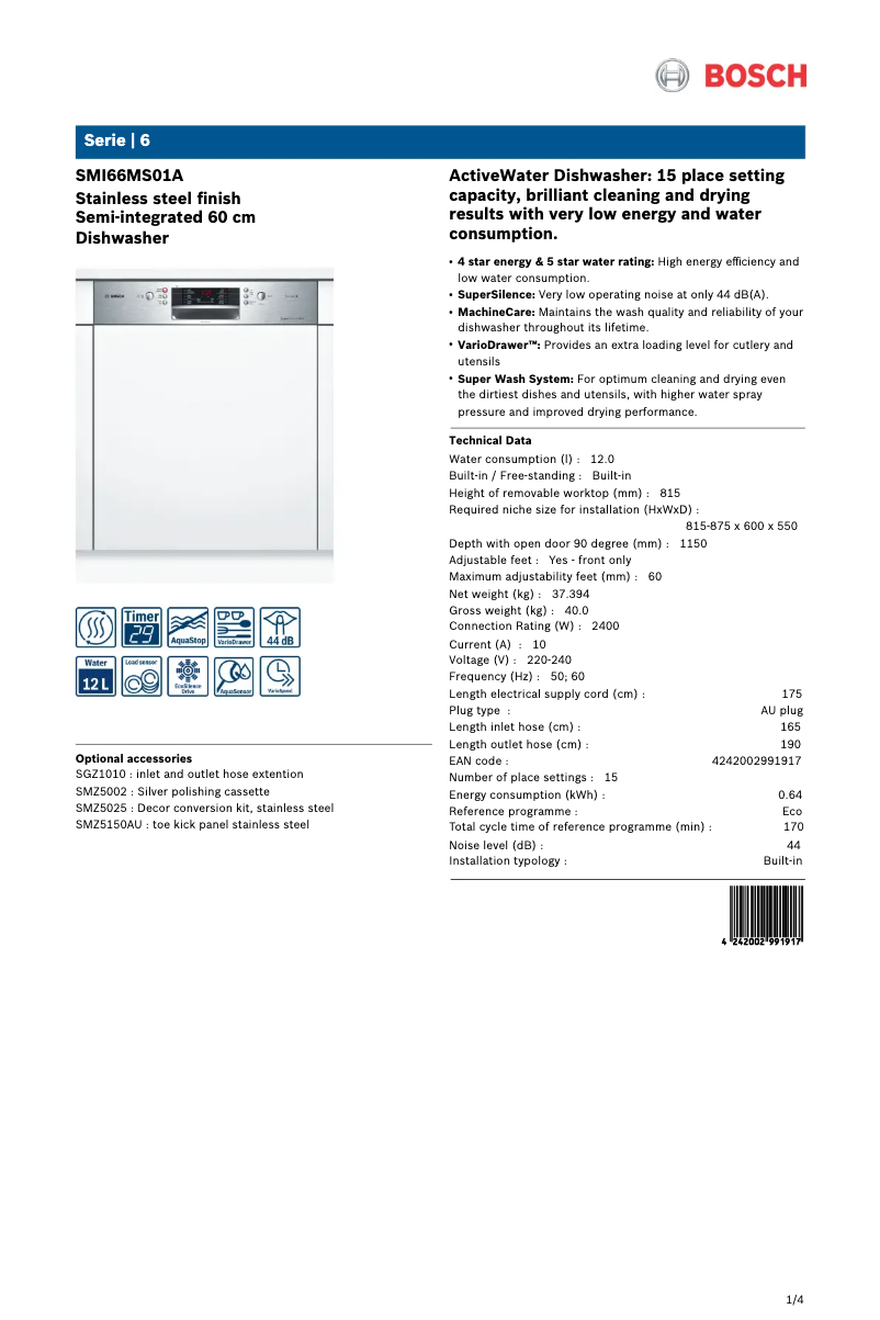 Imagen de la primera página del manual del dispositivo SMI66MS01A