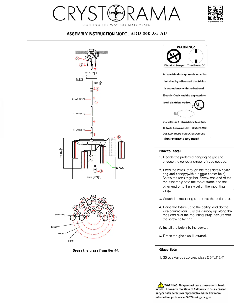 Página 1 del manual Manual de usuario Crystorama Addis ADD-308-AG-AU