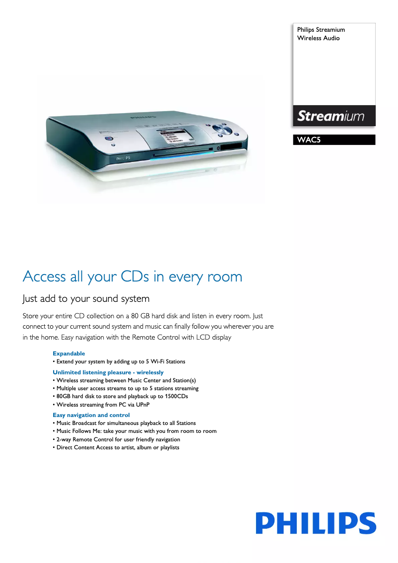 Página 1 del manual Folleto Philips WAC5