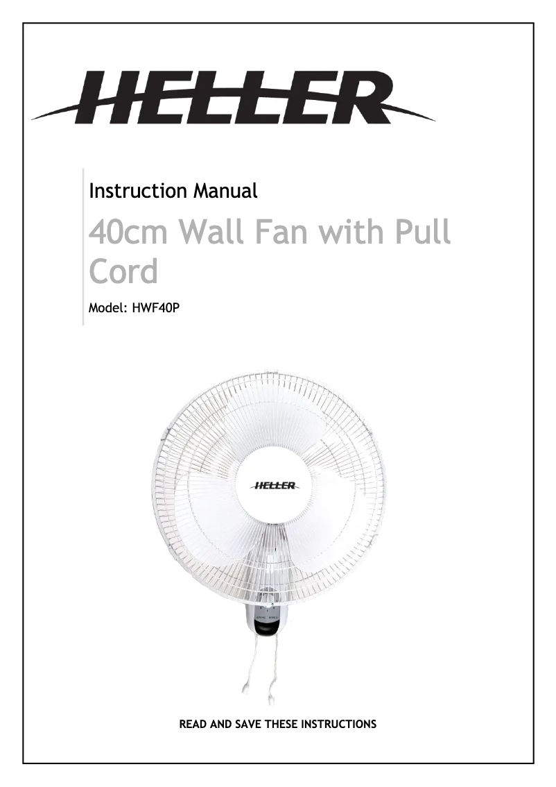 Página nº 1 - Manual de usuario Heller HWF40P