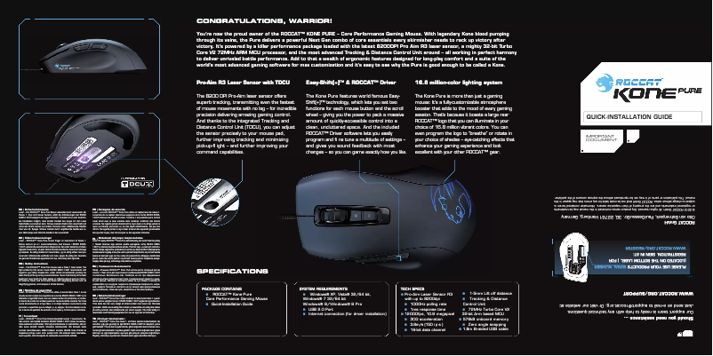 Imagen de la primera página del manual del dispositivo Kone Pure Core