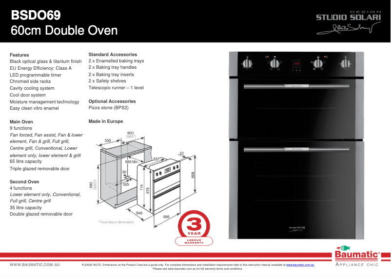 Página 1 del manual Ficha técnica Baumatic BSDO69