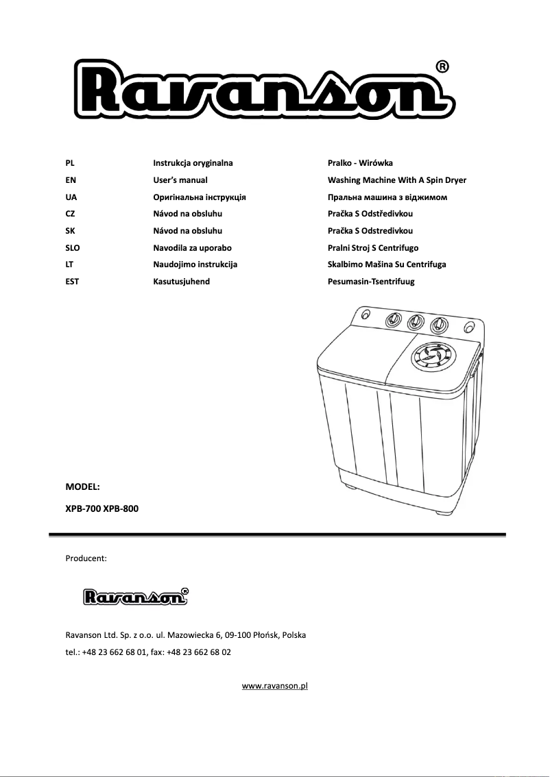 Página 1 del manual Manual de usuario Ravanson XPB-800