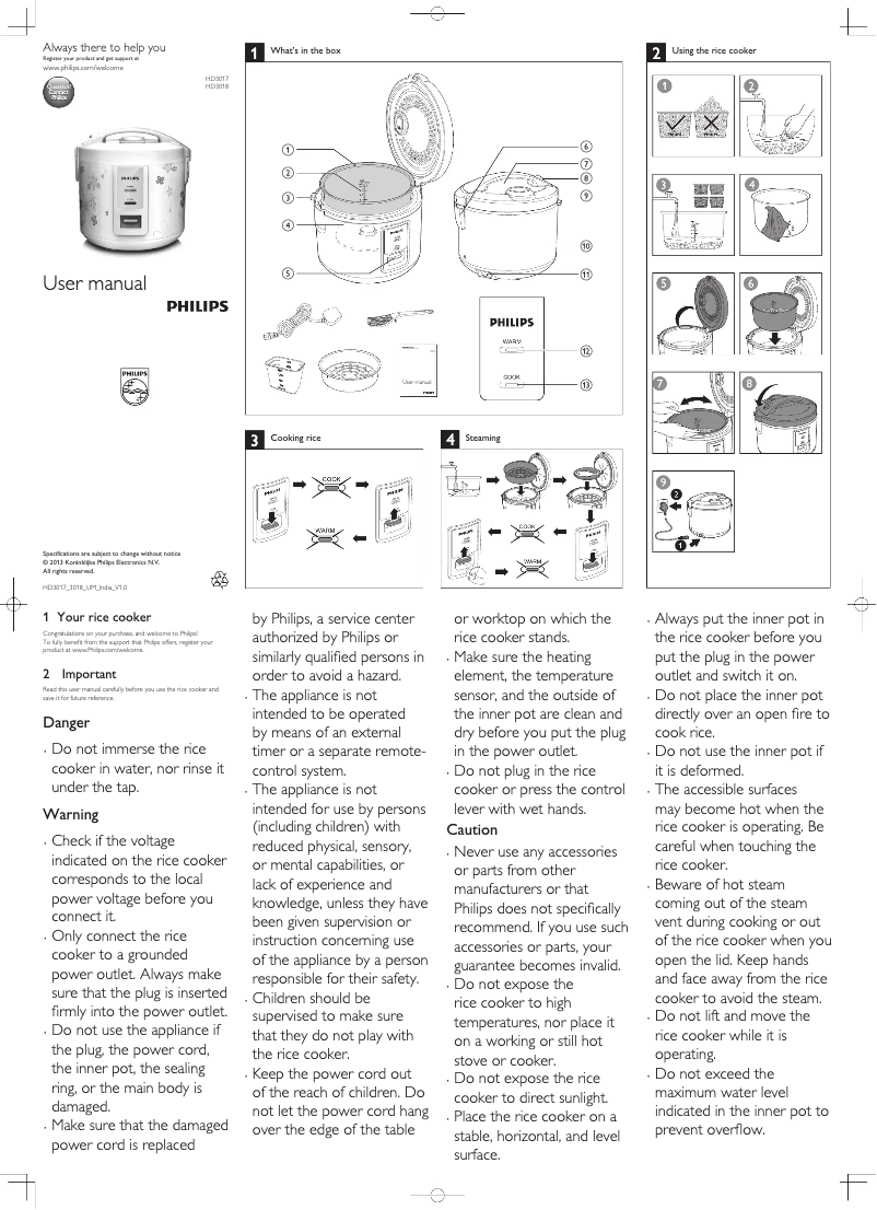 Página 1 del manual Manual de usuario Philips Daily Collection HD3018